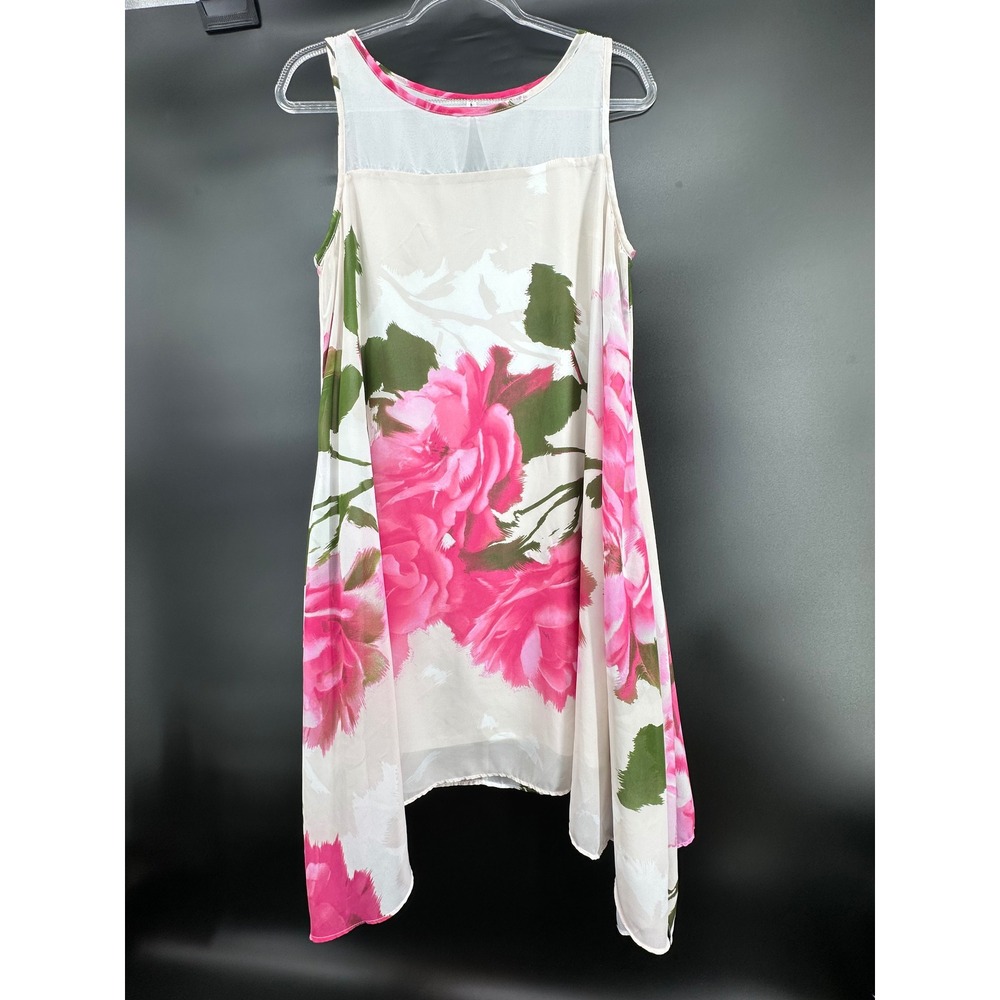 Robbie Bee Floral Sleeveless Dress Size 14 Pink Rose‎ Asymmetrical Hem